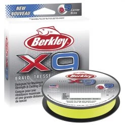 270m Spool Of 80lb Berkley X9 Braided Fishing Line - Flame Green 9 Carrier Braid