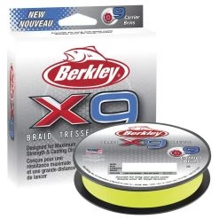 200m Spool Of 100lb Berkley X9 Braided Fishing Line- Flame Green 9 Carrier Braid