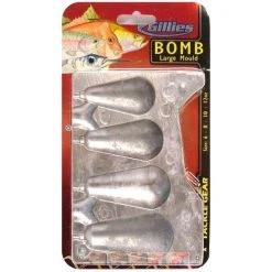Sinker Moulds Gillies Large Bomb Sinker Mould Combo - Makes 4 Different Bomb Sinkers At A Time -Terminal Tackle Sales 2022 27BOMBL 2