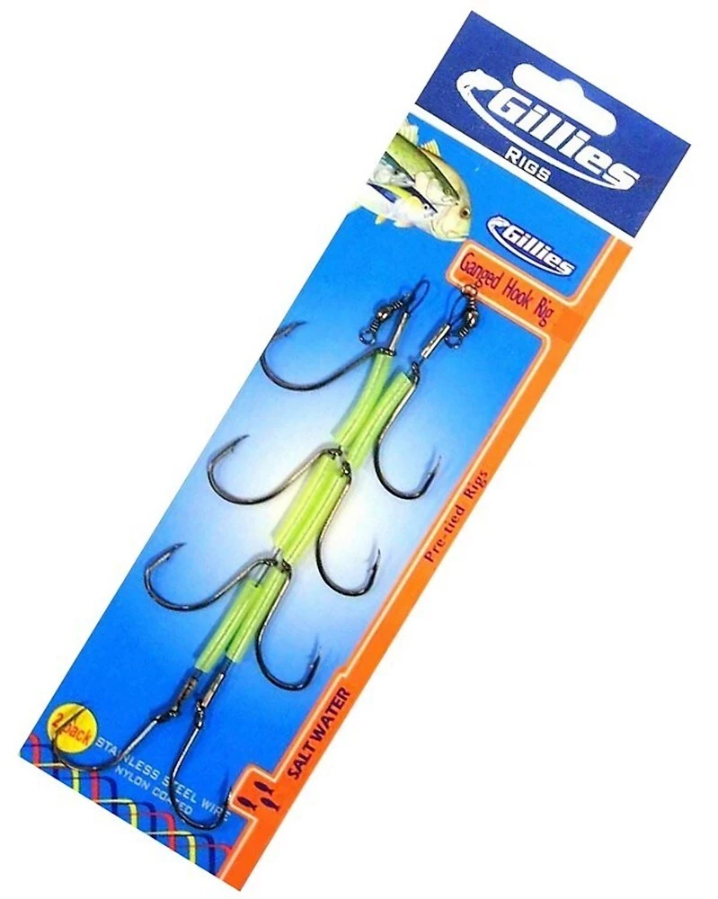 Gillies Rigs Gillies Ganged Fishing Hook Rig - Rigged With Nylon Coated Stainless Steel Wire 1 Gillies Rigs Gillies Ganged Fishing Hook Rig - Rigged With Nylon Coated Stainless Steel Wire
