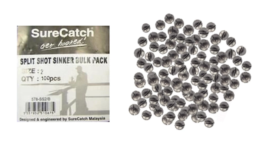 Hooked Online Hooked Online 100 X Size 2 Split Shot Fishing Sinkers 1 Hooked Online Hooked Online 100 X Size 2 Split Shot Fishing Sinkers