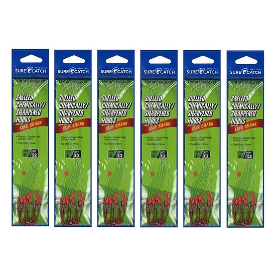Surecatch Rigs 6 Packets Of Surecatch Snelled Chemically Sharp Red Long Shank Hook Rigs-72 Rigs 2 Surecatch Rigs 6 Packets Of Surecatch Snelled Chemically Sharp Red Long Shank Hook Rigs-72 Rigs - Image 2