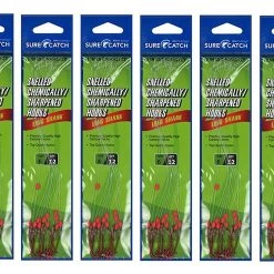 Surecatch Rigs 6 Packets Of Surecatch Snelled Chemically Sharp Red Long Shank Hook Rigs-72 Rigs