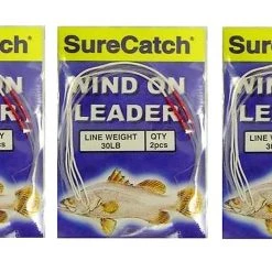 6 X 1.5m Lengths Of 30lb Surecatch Dacron Sleeved Wind On Leader - Mono Leader