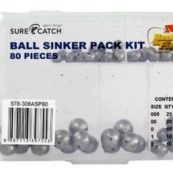80 Ball Sinkers In Tackle Box - Surecatch Assorted Ball Sinker Pack