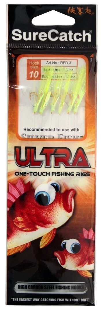 Bait Jigs Surecatch Ultra Sabiki Rig - Bait Rig With Green Tinsel And 18lb Leader 1 Bait Jigs Surecatch Ultra Sabiki Rig - Bait Rig With Green Tinsel And 18lb Leader