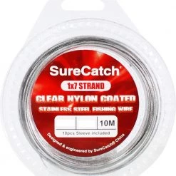 Surecatch Wire 10m Coil Of Surecatch Clear Nylon Coated Stainless Steel Fishing Wire