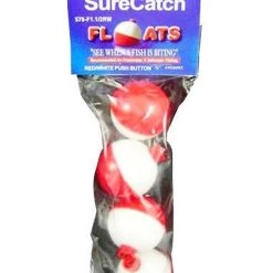 Surecatch Surecatch 4 X 1 1/2 Inch Red And White Push Button Fishing Floats