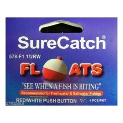 Surecatch Surecatch 4 X 1 1/2 Inch Red And White Push Button Fishing Floats -Terminal Tackle Sales 2022 309bf112 3
