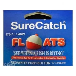 Surecatch Surecatch 4 X 1 1/4 Inch Red And White Push Button Fishing Floats -Terminal Tackle Sales 2022 309bf114 3