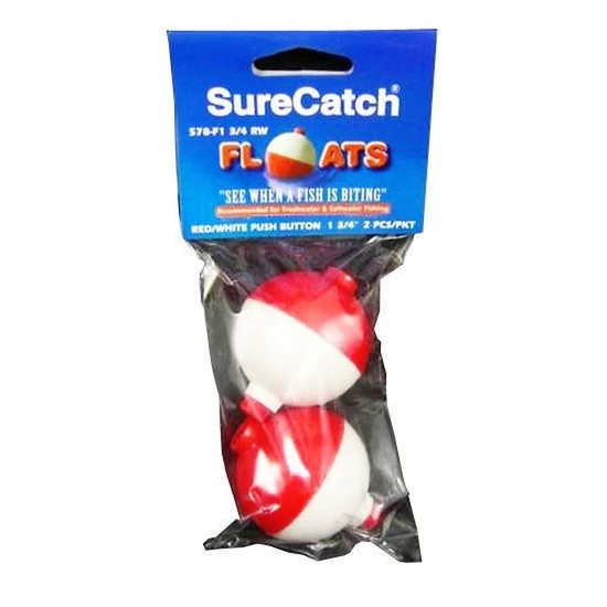 Surecatch Surecatch 2 X 1 3/4 Inch Red And White Push Button Fishing Floats 2 Surecatch Surecatch 2 X 1 3/4 Inch Red And White Push Button Fishing Floats - Image 2