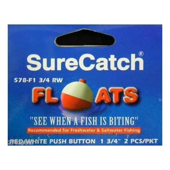 Surecatch Surecatch 2 X 1 3/4 Inch Red And White Push Button Fishing Floats 4 Surecatch Surecatch 2 X 1 3/4 Inch Red And White Push Button Fishing Floats - Image 4