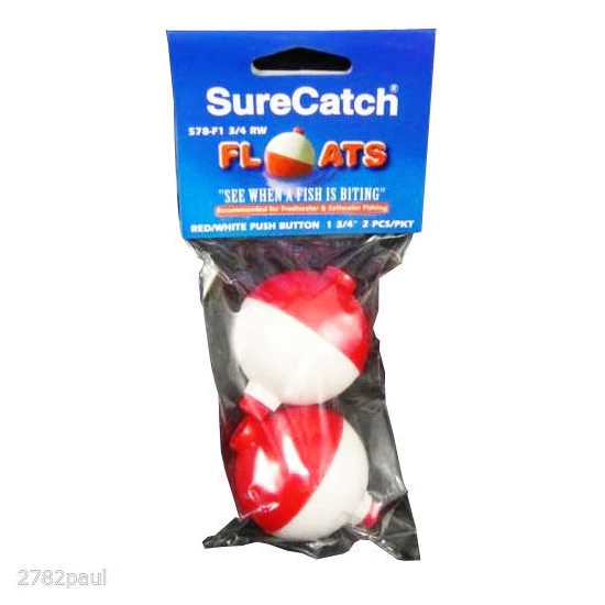 Surecatch Surecatch 2 X 1 3/4 Inch Red And White Push Button Fishing Floats 8 Surecatch Surecatch 2 X 1 3/4 Inch Red And White Push Button Fishing Floats - Image 8