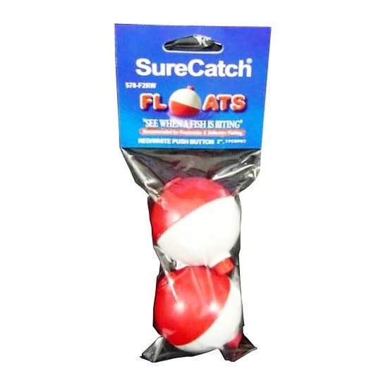 Surecatch Surecatch 2 X 2 Inch Red And White Push Button Fishing Floats 2 Surecatch Surecatch 2 X 2 Inch Red And White Push Button Fishing Floats - Image 2