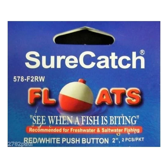Surecatch Surecatch 2 X 2 Inch Red And White Push Button Fishing Floats 4 Surecatch Surecatch 2 X 2 Inch Red And White Push Button Fishing Floats - Image 4