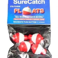 Surecatch Surecatch 4 X 3/4 Inch Red And White Push Button Fishing Floats
