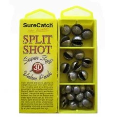 Surecatch Surecatch 30 X Assorted Large Split Shot Sinkers In Tackle Box - Split Shot Sinker Pack
