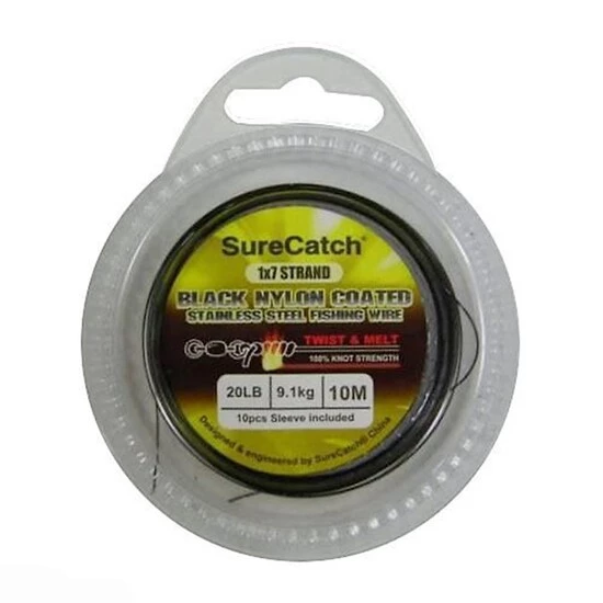 Surecatch Twist & Melt S/S Fishing Wire 10m Of Twist & Melt Stainless Steel Black Nylon Coated Fishing Wire 2 Surecatch Twist & Melt S/S Fishing Wire 10m Of Twist & Melt Stainless Steel Black Nylon Coated Fishing Wire - Image 2