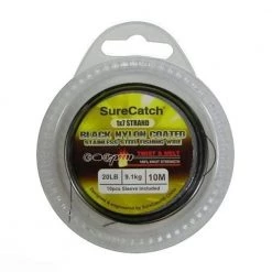 Surecatch Twist & Melt S/S Fishing Wire 10m Of Twist & Melt Stainless Steel Black Nylon Coated Fishing Wire