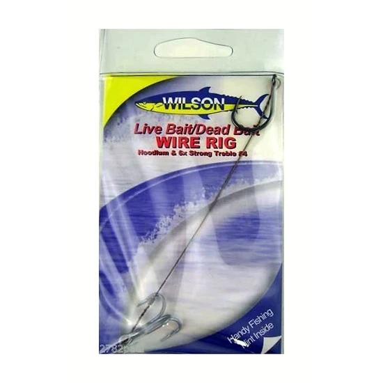 Wilson Live Bait/Dead Bait Wire Rig - #4 Treble & Hoodlum - 69lb Wire Trace 2 Wilson Live Bait/Dead Bait Wire Rig - #4 Treble & Hoodlum - 69lb Wire Trace - Image 2