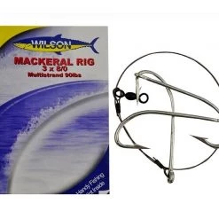 Mackeral Rigs Wilson Mackerel Fishing Rig 3x8/0 Hook-Setup - 90lb Multi Strand Wire