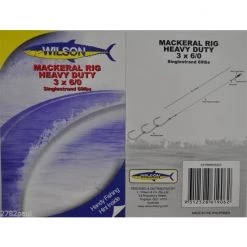 Mackeral Rigs Wilson Heavy Duty Mackerel Fishing Rig 3x6/0 Hook-Set Up-69lb Single Strand Wire -Terminal Tackle Sales 2022 331rmrhd6 0 8