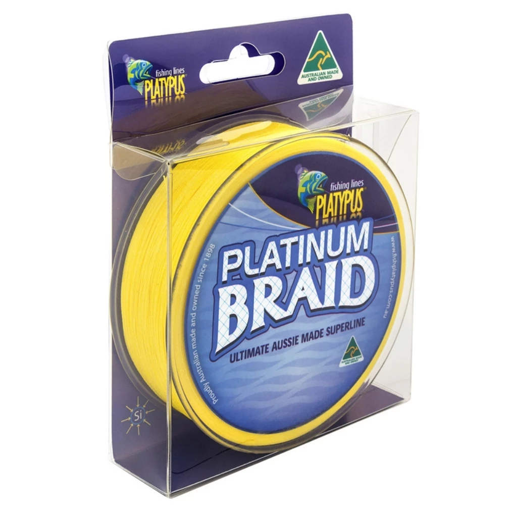 300yd Spool Of Yellow Platypus Platinum Braided Fishing Line - Fishing Braid 1 300yd Spool Of Yellow Platypus Platinum Braided Fishing Line - Fishing Braid