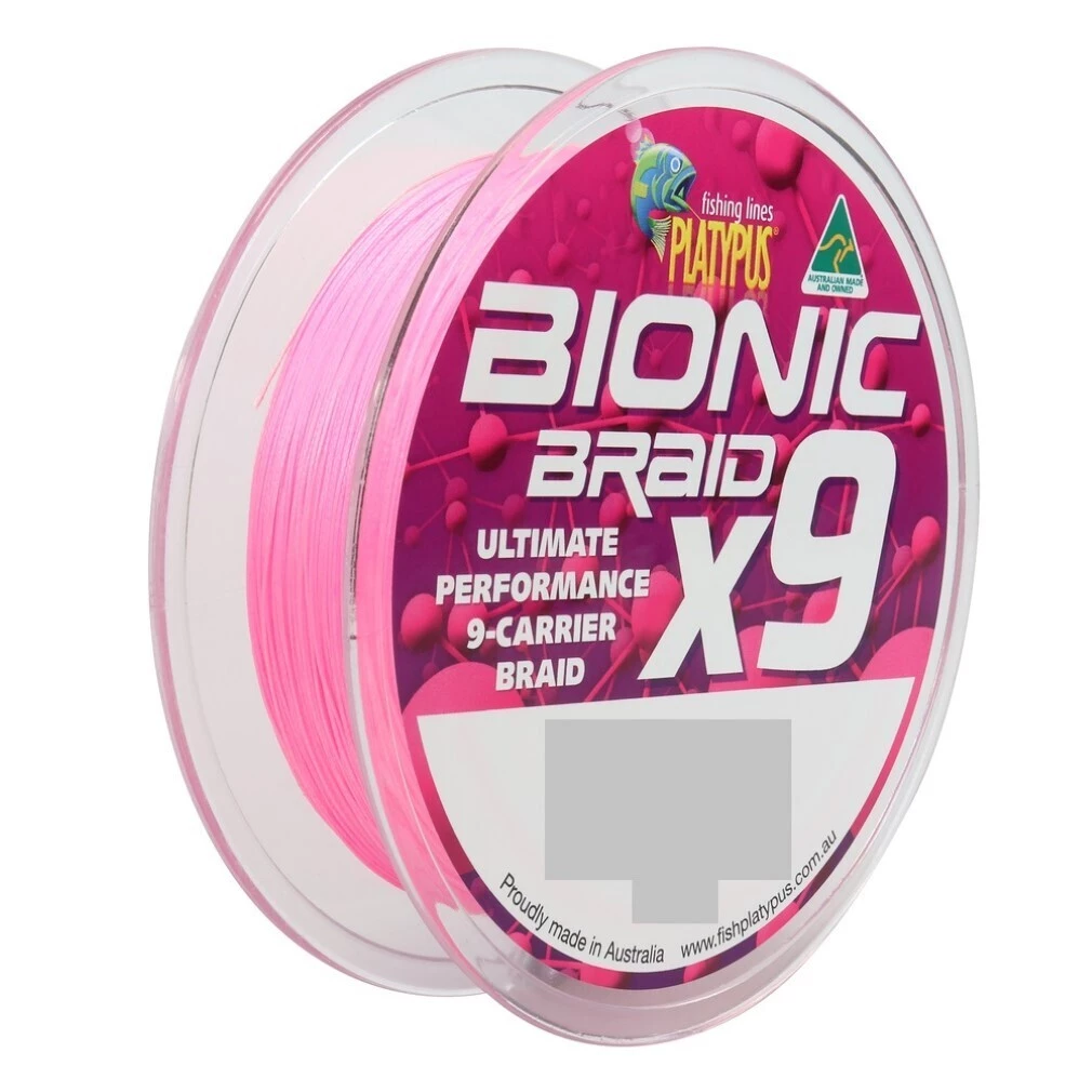 150m Spool Of Platypus Bionic X9 Braided Fishing Line - Hot Pink 9-Carrier Braid 1 150m Spool Of Platypus Bionic X9 Braided Fishing Line - Hot Pink 9-Carrier Braid
