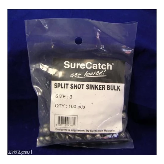 Hooked Online Hooked Online 100 X Size 3 Split Shot Fishing Sinkers 3 Hooked Online Hooked Online 100 X Size 3 Split Shot Fishing Sinkers - Image 3