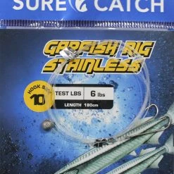 Surecatch Rigs Surecatch Pre-Tied 180cm Garfish Rig With Size 10 Stainless Steel Fishing Hooks
