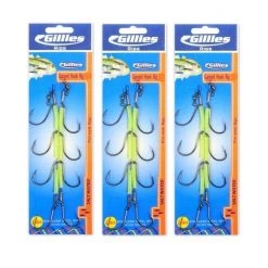 Gillies Rigs 3 Packs Of Gillies Ganged Fishing Hook Rigs - Rigged With Nylon Coated Wire -Terminal Tackle Sales 2022 Gillies Gang Hook 3 0x3 3