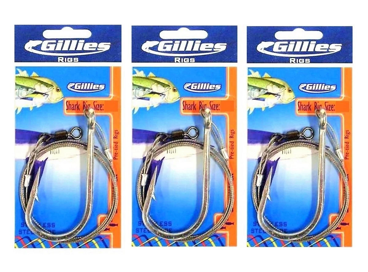 Gillies Rigs 3 Packs Of Gillies Pre-tied Shark Rigs With Forged Stainless Steel Fishing Hooks 1 Gillies Rigs 3 Packs Of Gillies Pre-tied Shark Rigs With Forged Stainless Steel Fishing Hooks