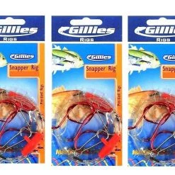 Gillies Rigs 3 Packs Of Gillies Snapper Rigs With Sliding Stinger Hook & Running Sinker Clip