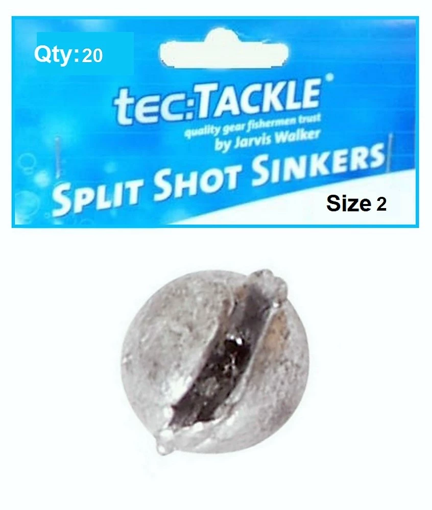 20 X Jarvis Walker 2 Split Shot Sinkers - Pre Packed 2 Split Shot Fishing Sinkers 1 20 X Jarvis Walker 2 Split Shot Sinkers - Pre Packed 2 Split Shot Fishing Sinkers