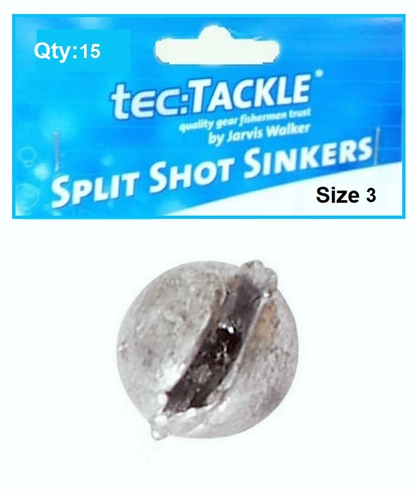 15 X Jarvis Walker 3 Split Shot Sinkers - Pre Packed 3 Split Shot Fishing Sinkers 1 15 X Jarvis Walker 3 Split Shot Sinkers - Pre Packed 3 Split Shot Fishing Sinkers