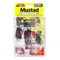 Assorted Tackle Packs 100 Pce Mustad Assorted Chemically Sharpened Bream Hook Pack In Tackle Tray