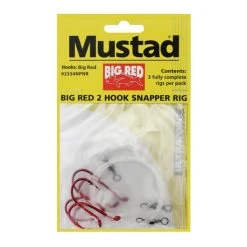 Mustad Rigs 1 X Packet Of 3 Mustad Big Red Snapper Rigs-2 Hook Pre-Tied Snelled Snapper Rigs -Terminal Tackle Sales 2022 MRBRS