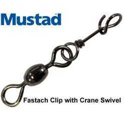 1 X 10 Pack Of Mustad Fastach Clips With Black Crane Swivels -Terminal Tackle Sales 2022 MSBCFC 1