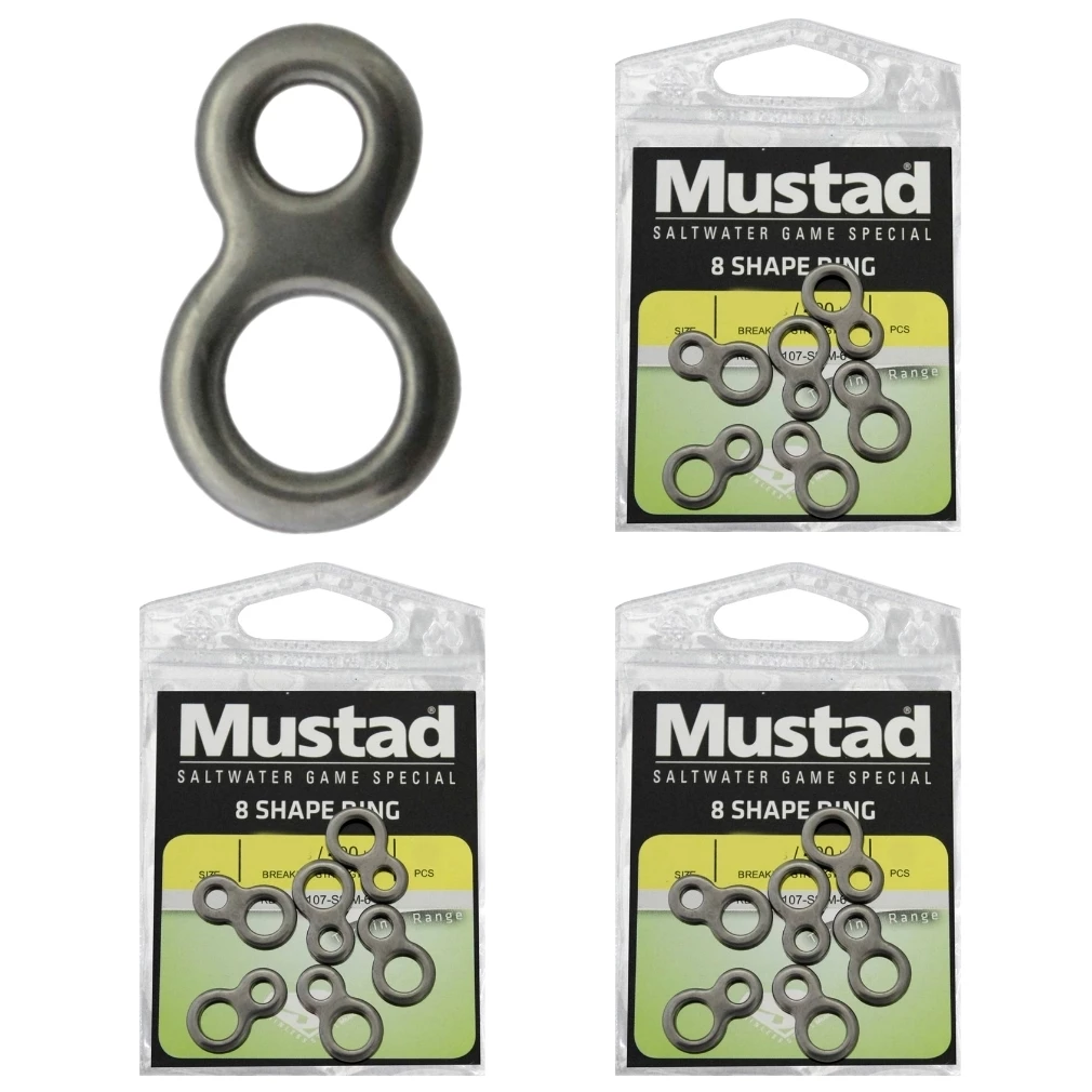 Split Rings 3 X Packets Of Mustad Stainless Steel 8-Shaped Rings-Figure Of Eight Rings 1 Split Rings 3 X Packets Of Mustad Stainless Steel 8-Shaped Rings-Figure Of Eight Rings