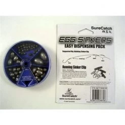 Surecatch Sinker Pack - 55 Assorted Egg Sinkers In Easy Dispensing Pack 5 Sizes -Terminal Tackle Sales 2022 egg sinker pack 2