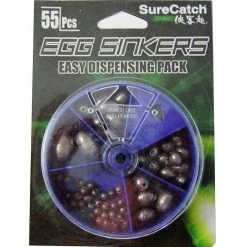 Surecatch Sinker Pack - 55 Assorted Egg Sinkers In Easy Dispensing Pack 5 Sizes
