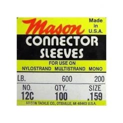 Mason Bulk Crimps Clearance 100 X Size 12 Mason Crimps - Crimping Connector Sleeves For Fishing Wire/Line 14 Mason Bulk Crimps Clearance 100 X Size 12 Mason Crimps - Crimping Connector Sleeves For Fishing Wire/Line -Terminal Tackle Sales 2022 m12c 5