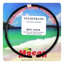 Mason MASON Nylo Strand - Black 30ft Coil Of Black Nylostrand Stainless Steel Fishing Wire Leader Material