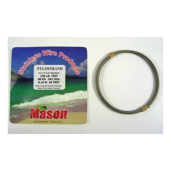 Mason MASON Nylo Strand - Bright 30ft Coil Of Bright Nylostrand Stainless Steel Fishing Wire Leader Material 3 Mason MASON Nylo Strand - Bright 30ft Coil Of Bright Nylostrand Stainless Steel Fishing Wire Leader Material - Image 3