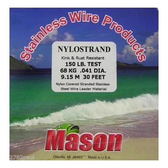 Mason MASON Nylo Strand - Bright 30ft Coil Of Bright Nylostrand Stainless Steel Fishing Wire Leader Material 4 Mason MASON Nylo Strand - Bright 30ft Coil Of Bright Nylostrand Stainless Steel Fishing Wire Leader Material - Image 4