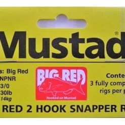 Mustad Rigs 1 X Packet Of 3 Mustad Big Red Snapper Rigs-2 Hook Pre-Tied Snelled Snapper Rigs