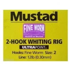 Mustad Rigs Mustad Size 2 Fine Worm 2 Hook Whiting Fishing Rig 2 Pk -Terminal Tackle Sales 2022 mrfwr2 2
