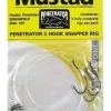 Mustad Rigs 1 X Packet Of 3 Mustad Penetrator Snapper Rigs - 2 Hook Pre-Tied Snelled Rigs