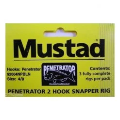 Mustad Rigs 1 X Packet Of 3 Mustad Penetrator Snapper Rigs - 2 Hook Pre-Tied Snelled Rigs -Terminal Tackle Sales 2022 mrps4 0 2